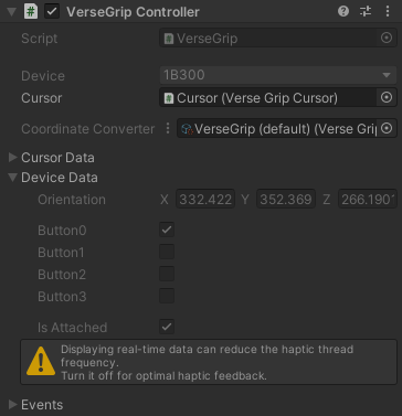 VerseGrip-Controller zur Laufzeit